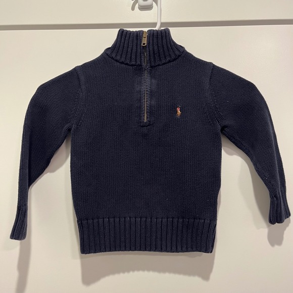 Polo Ralph Lauren Other - Polo Ralph Lauren Boys Navy Blue 1/4 Zip Cotton Knit Sweater Size 4/4T